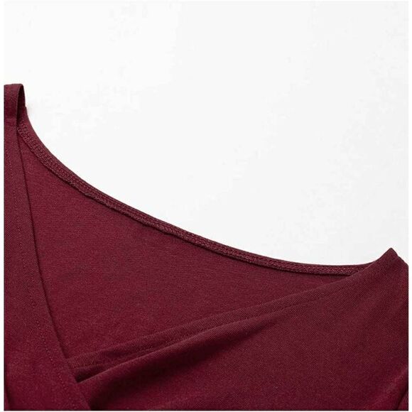 Casual Short Sleeve Surplice V Neck Faux Wrap T-Shirt Swing Dress SIZE L NWT - Picture 4 of 16